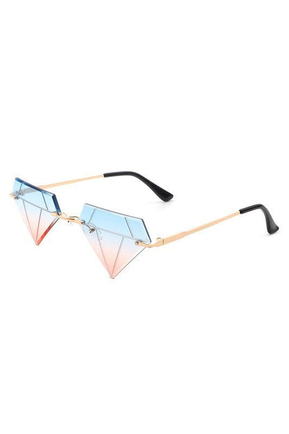 Rimless Triangle Diamond Party Tinted Sunglasses GOTIQUE Collections