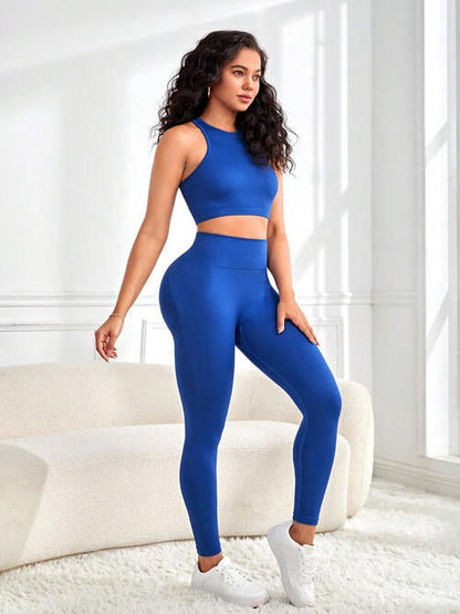 Round Neck Sport Tank and Leggings Set GOTIQUE Collections