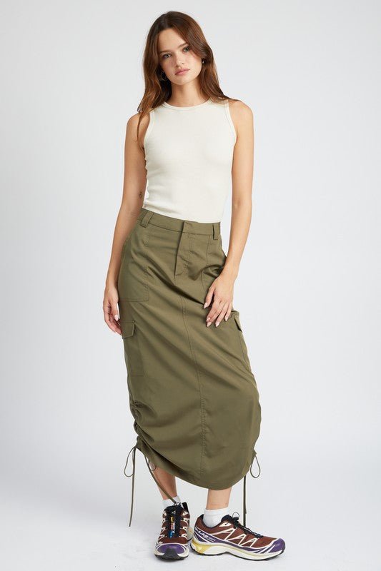 Ruched Midi Cargo Skirt GOTIQUE Collections