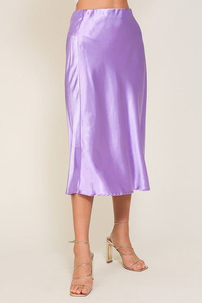 Satin Midi Flare Skirt GOTIQUE Collections