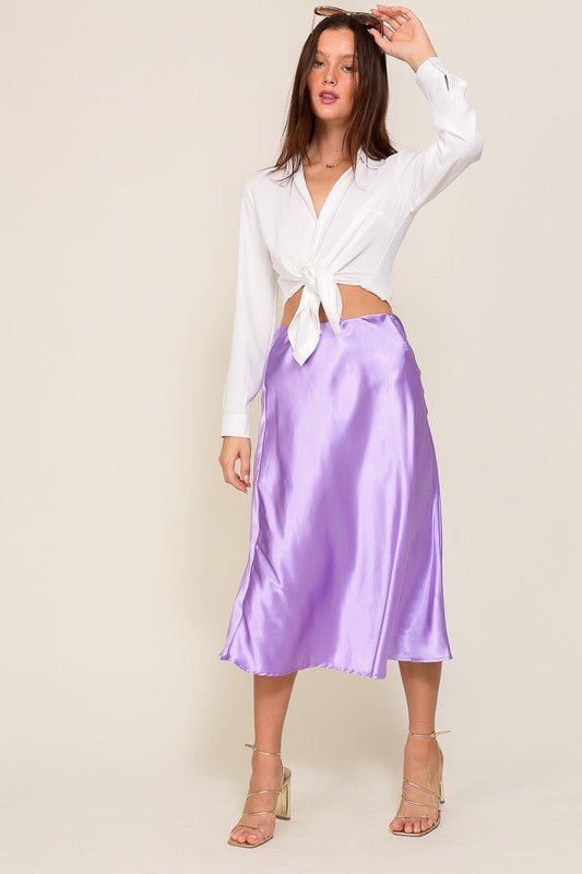 Satin Midi Flare Skirt GOTIQUE Collections