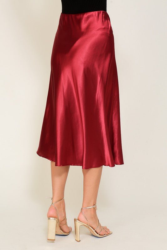 Satin Midi Flare Skirt GOTIQUE Collections