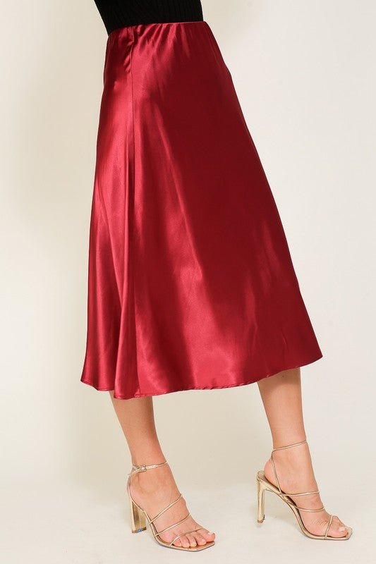 Satin Midi Flare Skirt GOTIQUE Collections