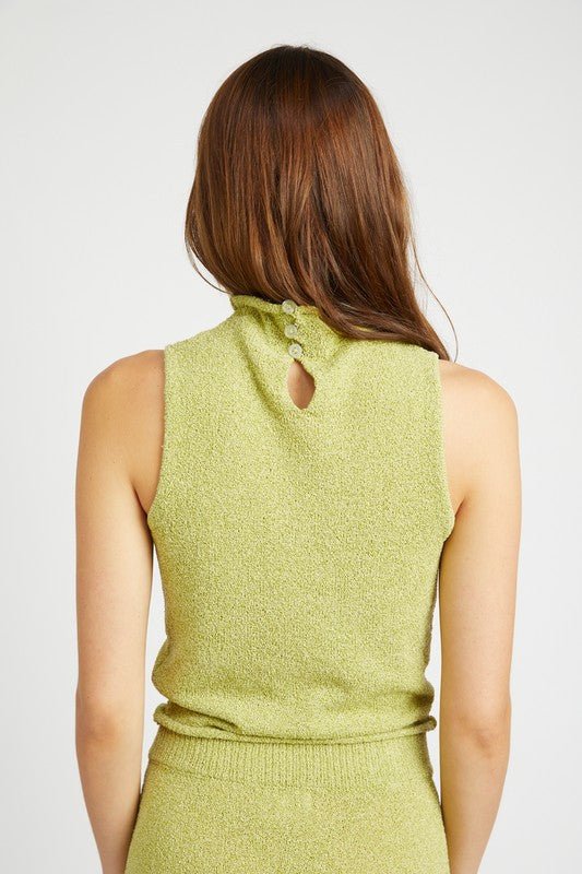 Sleeveless Turtleneck Knit Top GOTIQUE Collections