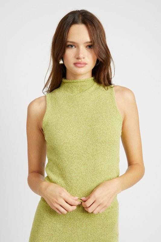 Sleeveless Turtleneck Knit Top GOTIQUE Collections