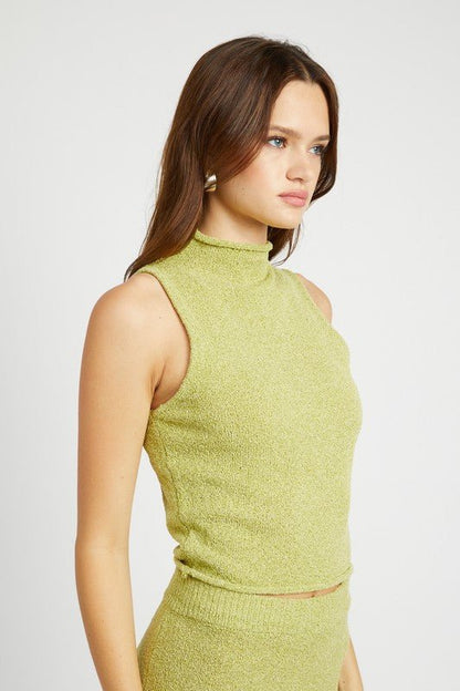 Sleeveless Turtleneck Knit Top GOTIQUE Collections