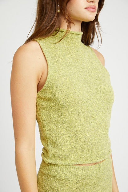 Sleeveless Turtleneck Knit Top GOTIQUE Collections