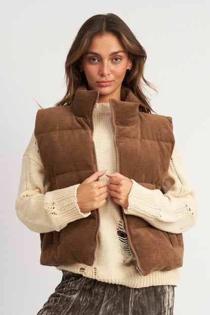 Soft Corduroy Puffer Vest GOTIQUE Collections