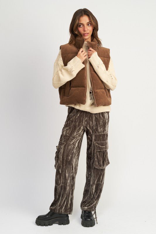 Soft Corduroy Puffer Vest GOTIQUE Collections