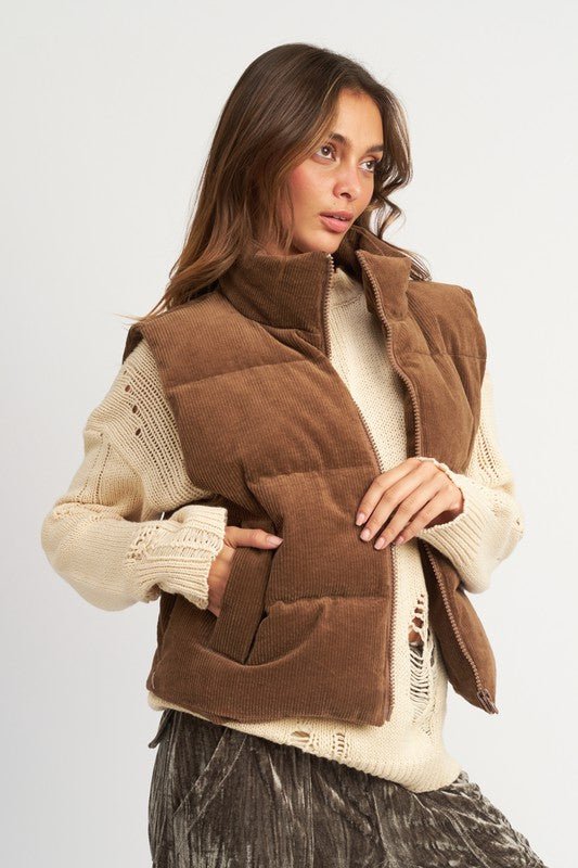 Soft Corduroy Puffer Vest GOTIQUE Collections