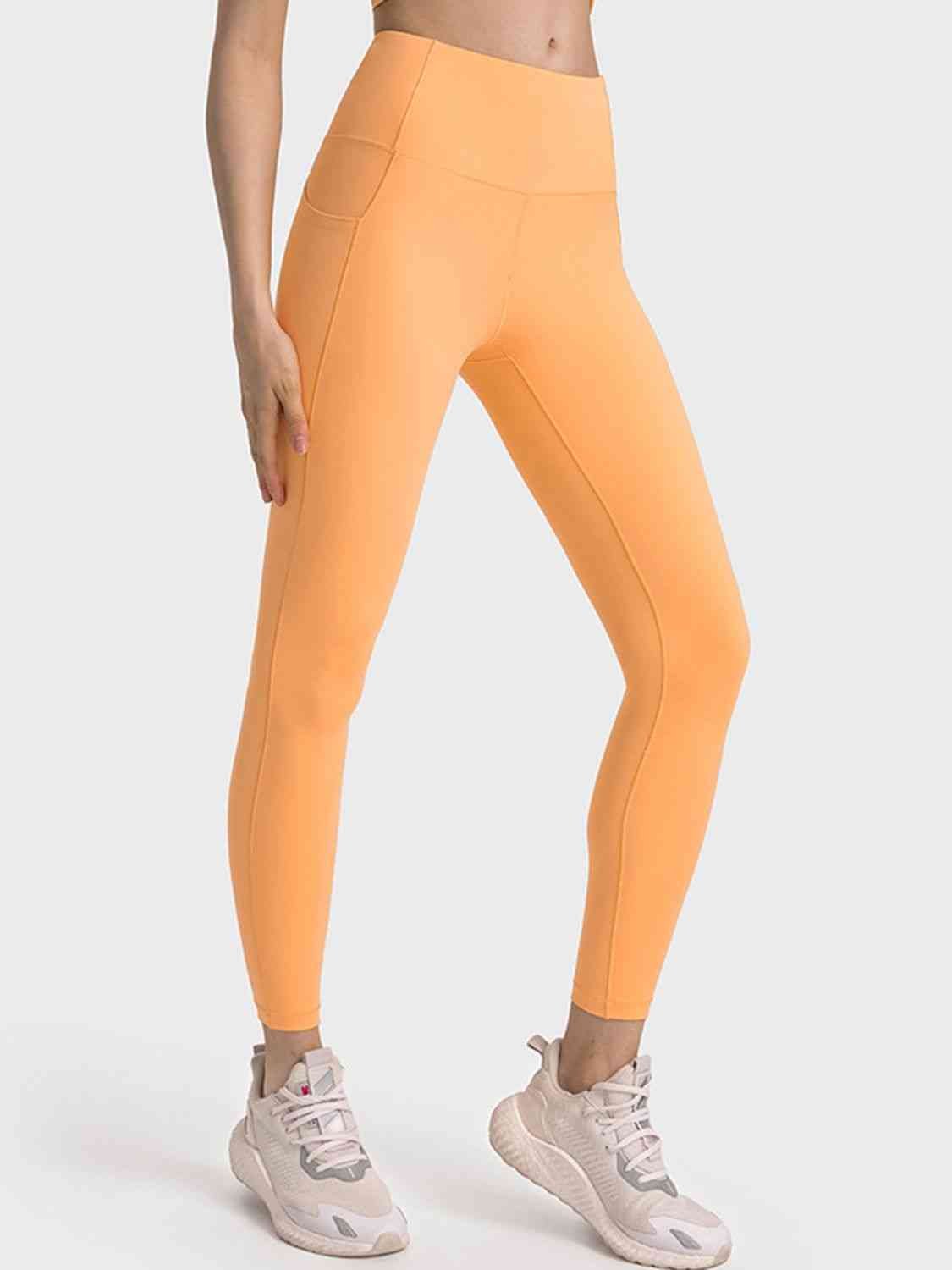 Sporty Solid Color Long Leggings with Wide Waistband GOTIQUE Collections