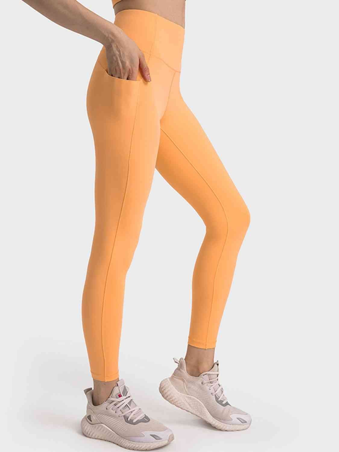 Sporty Solid Color Long Leggings with Wide Waistband GOTIQUE Collections