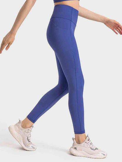 Sporty Solid Color Long Leggings with Wide Waistband GOTIQUE Collections