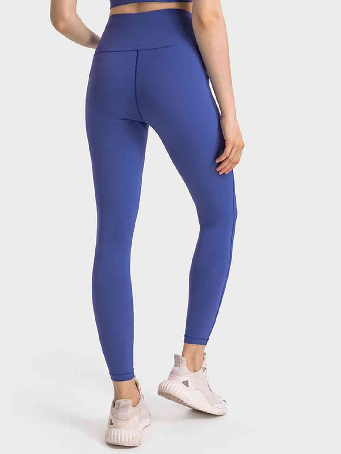 Sporty Solid Color Long Leggings with Wide Waistband GOTIQUE Collections