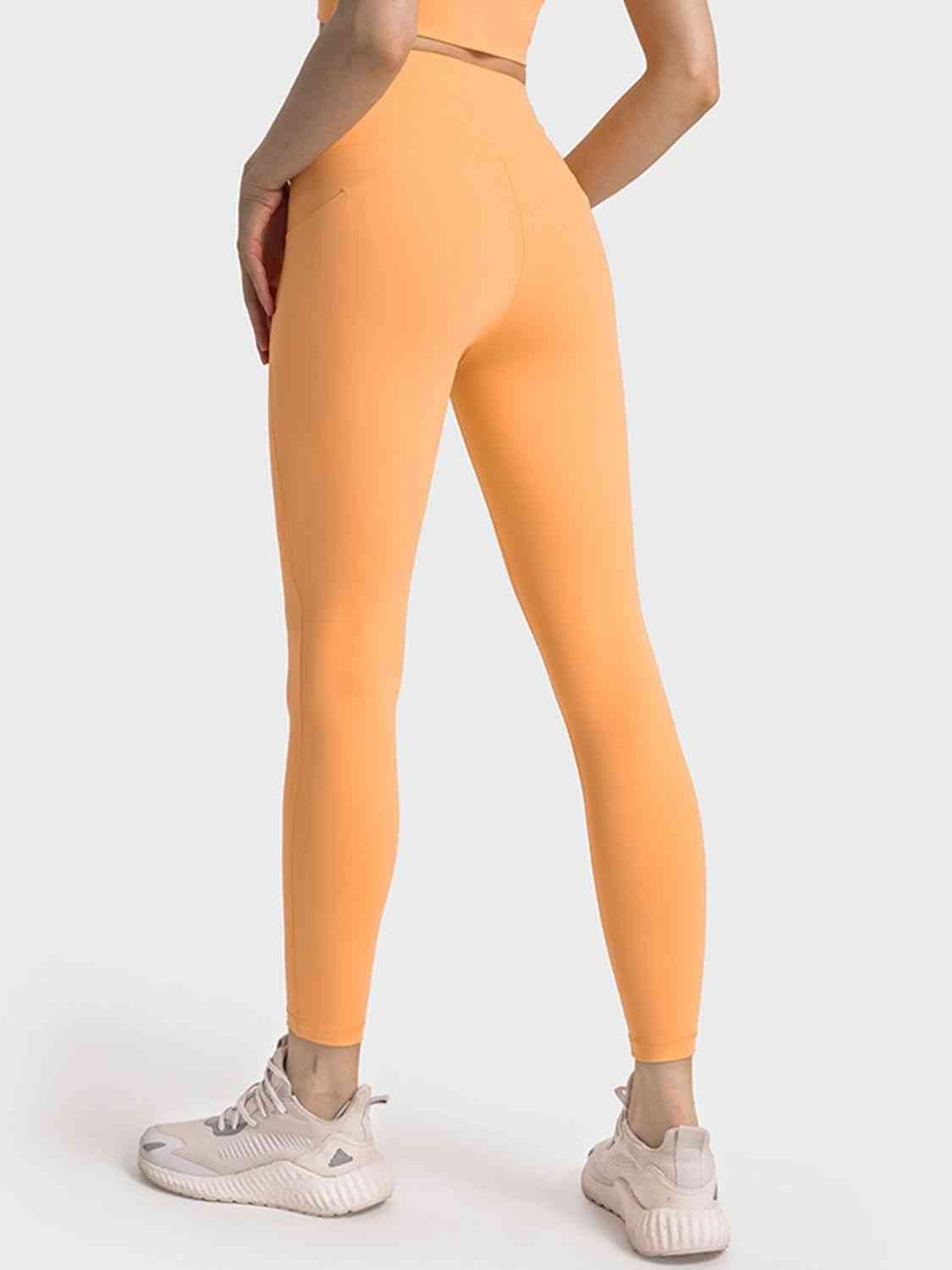 Sporty Solid Color Long Leggings with Wide Waistband GOTIQUE Collections