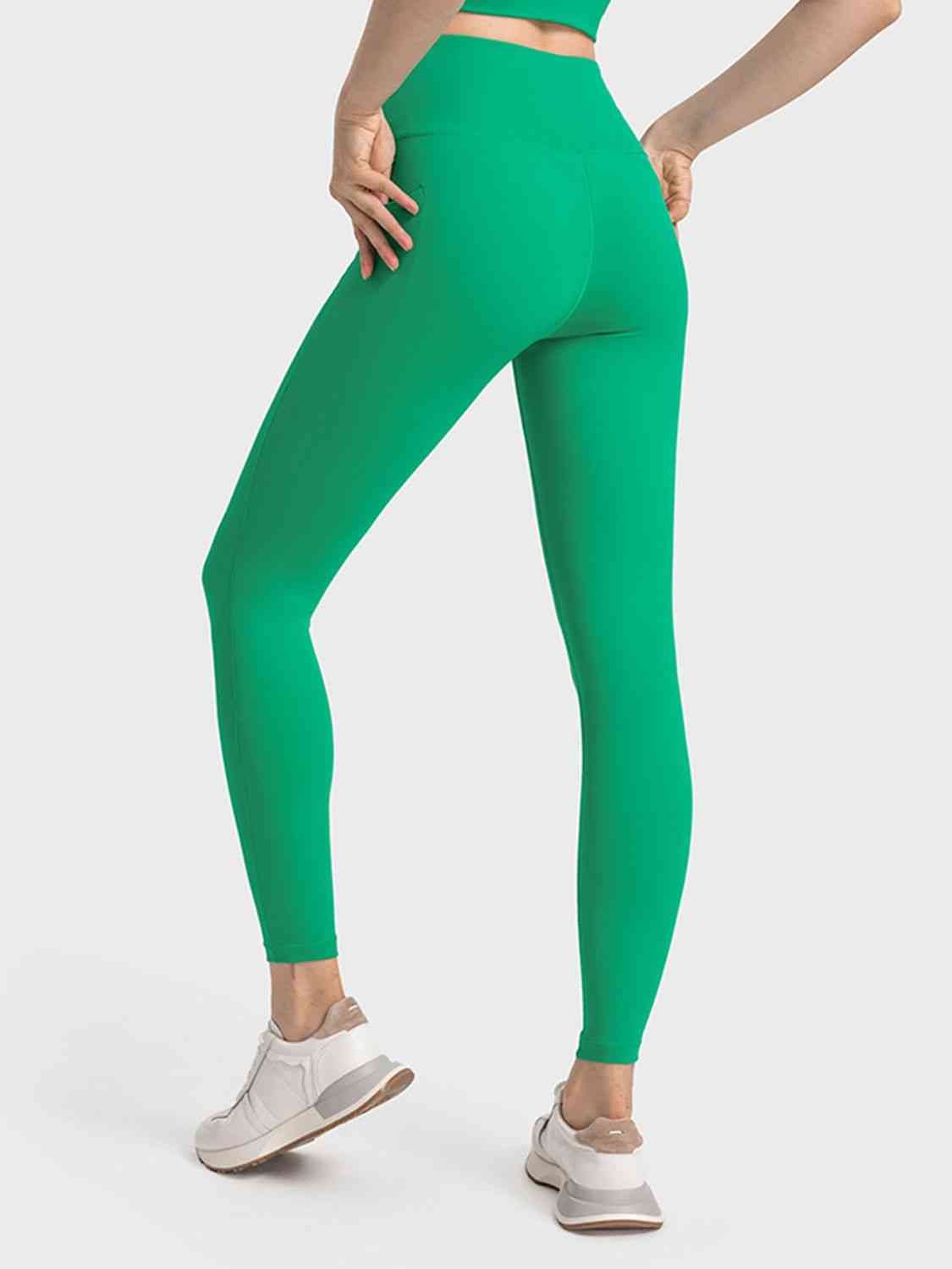 Sporty Solid Color Long Leggings with Wide Waistband GOTIQUE Collections