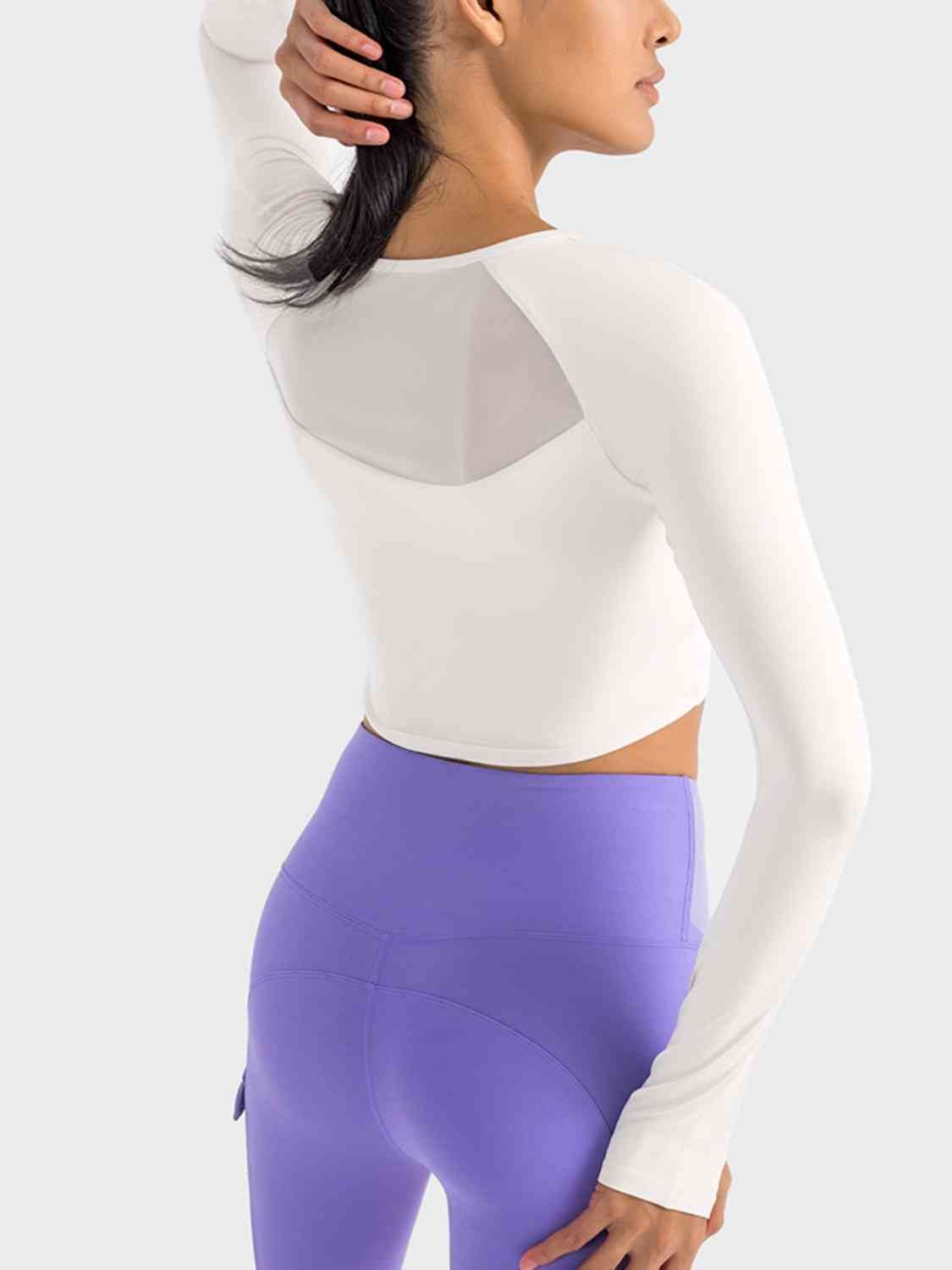 Square Neck Long Sleeve Cropped Sports Top GOTIQUE Collections