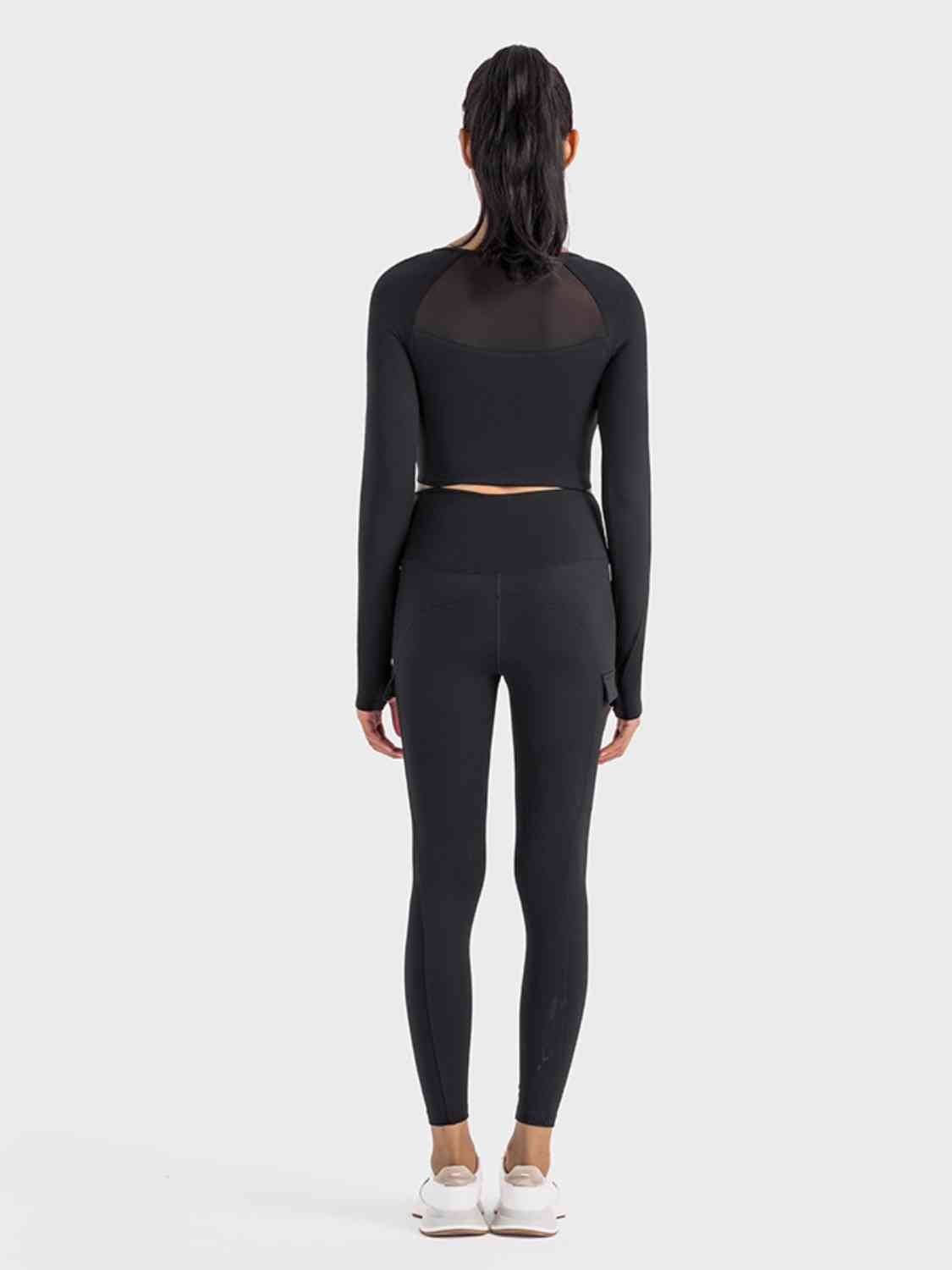 Square Neck Long Sleeve Cropped Sports Top GOTIQUE Collections