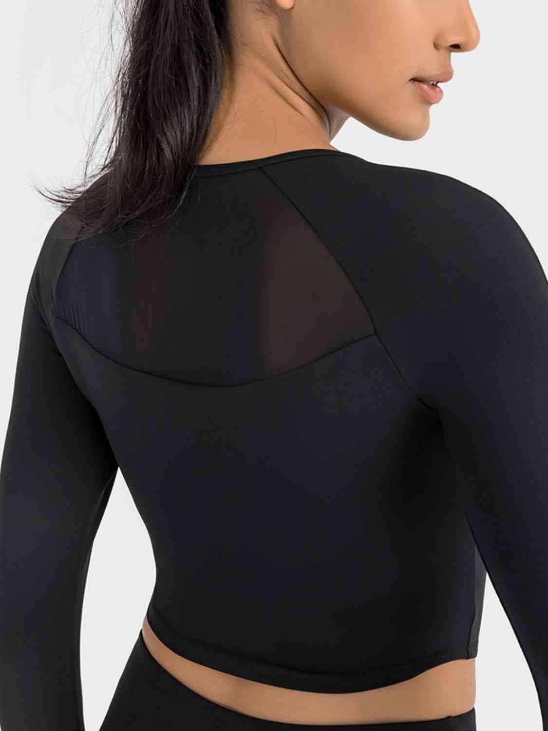 Square Neck Long Sleeve Cropped Sports Top GOTIQUE Collections