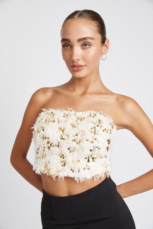 Strapless Feather Tube Top GOTIQUE Collections