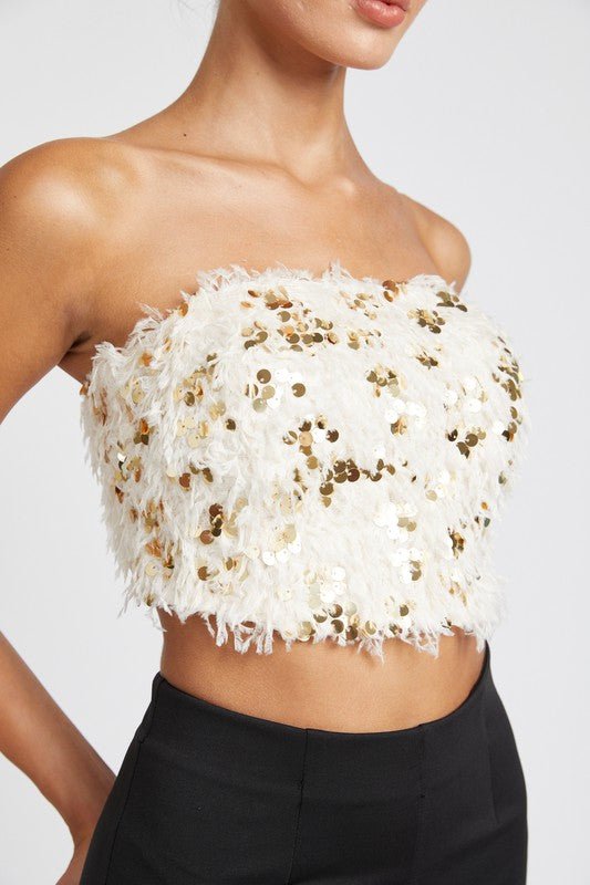 Strapless Feather Tube Top GOTIQUE Collections