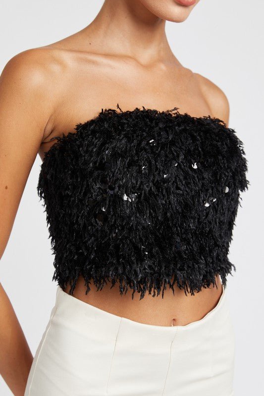 Strapless Feather Tube Top GOTIQUE Collections