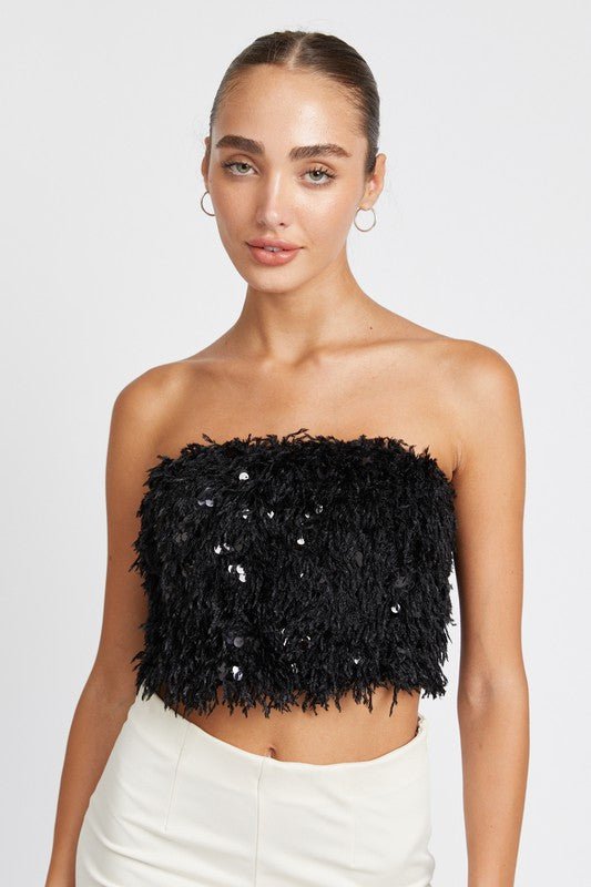 Strapless Feather Tube Top GOTIQUE Collections