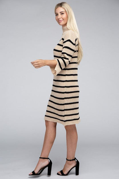 Striped Pattern Sweater Dress GOTIQUE Collections