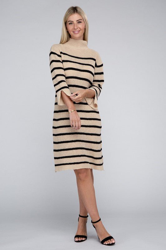 Striped Pattern Sweater Dress GOTIQUE Collections