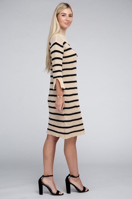 Striped Pattern Sweater Dress GOTIQUE Collections