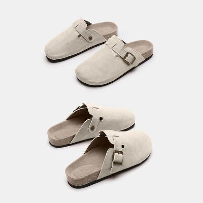 Suede Closed Toe Buckle Slide GOTIQUE Collections