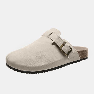 Suede Closed Toe Buckle Slide GOTIQUE Collections