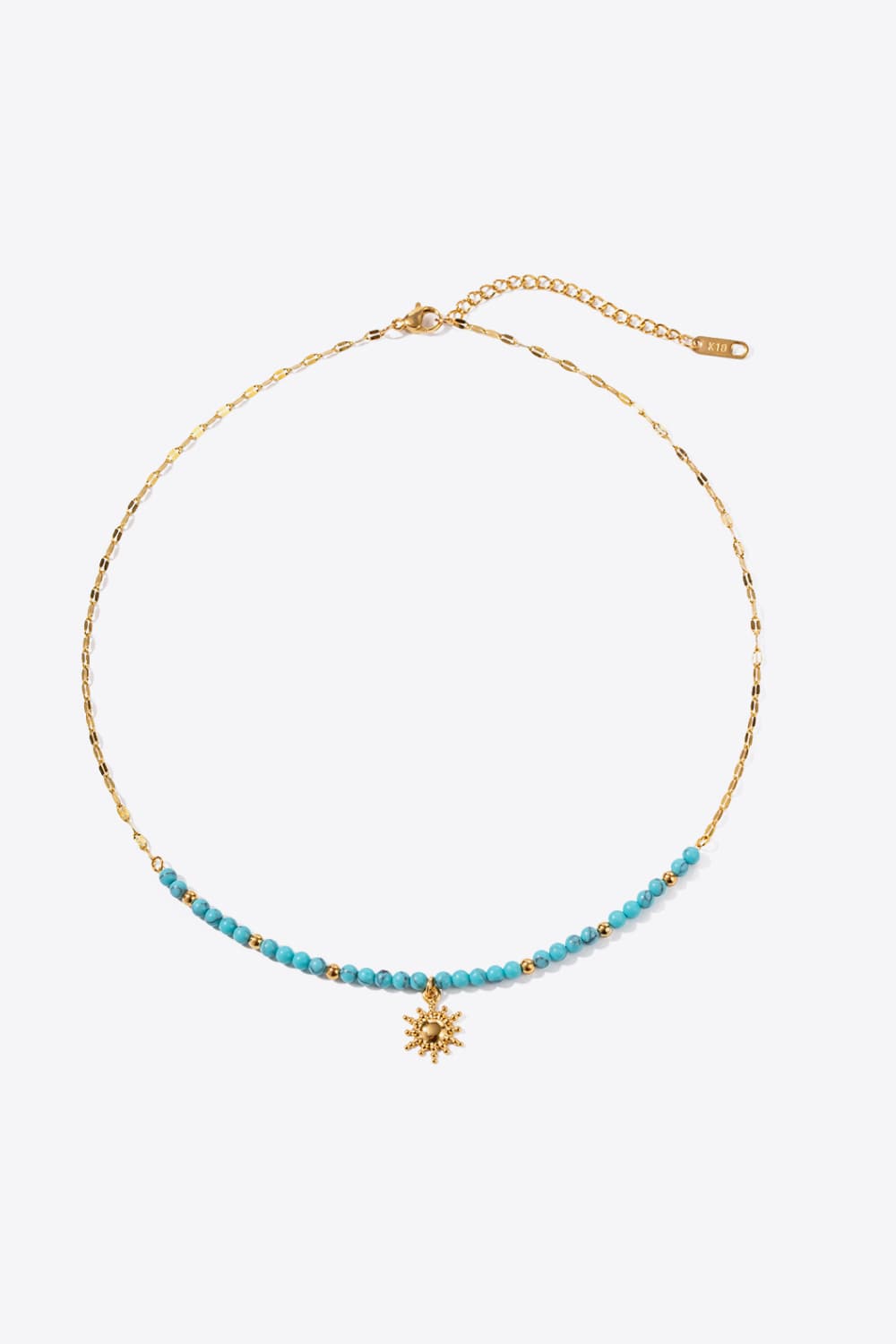 Sun Shape Pendant Turquoise 18K Gold-Plated Necklace GOTIQUE Collections