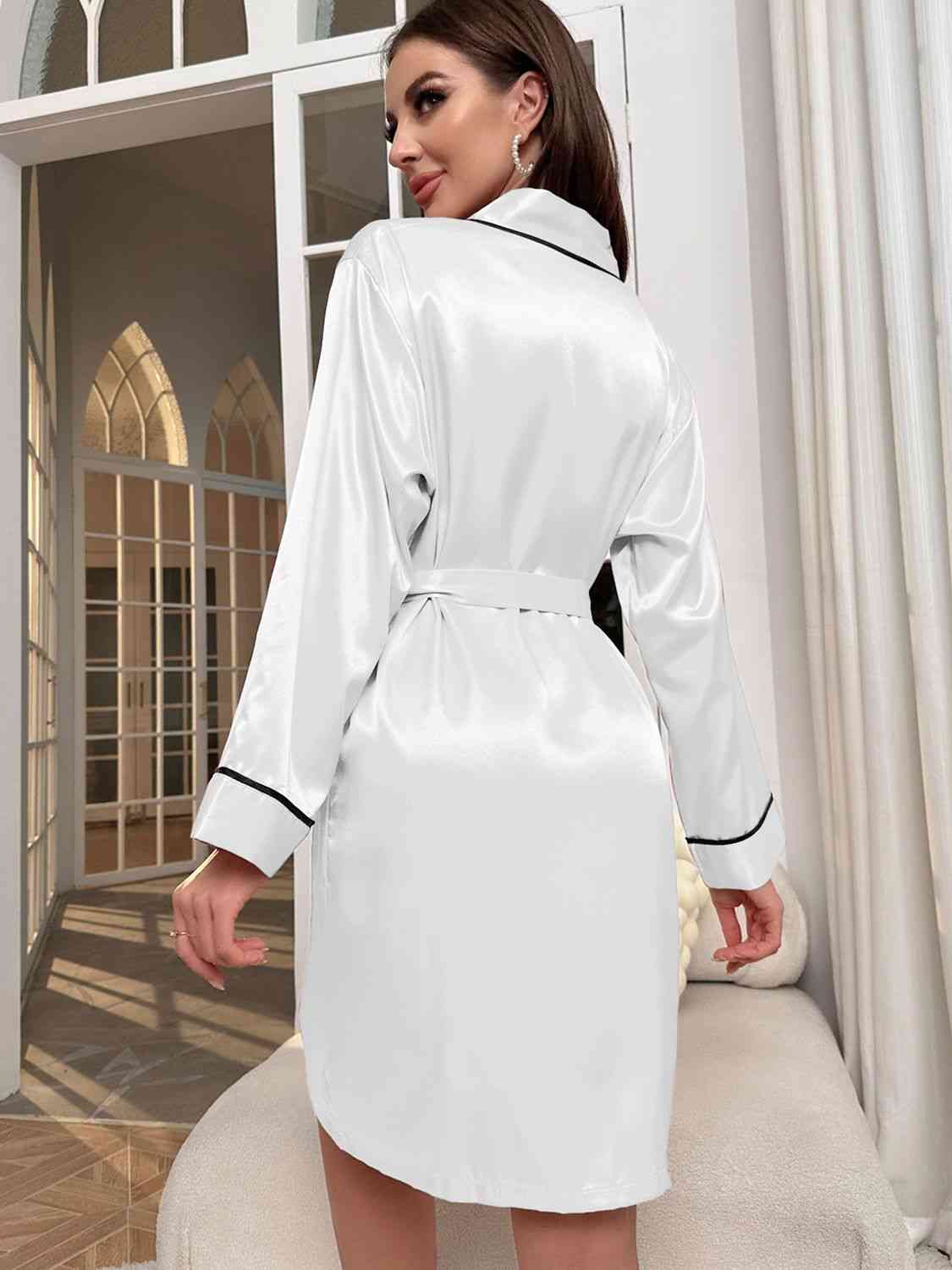 Tie Waist Surplice Neck Robe GOTIQUE Collections