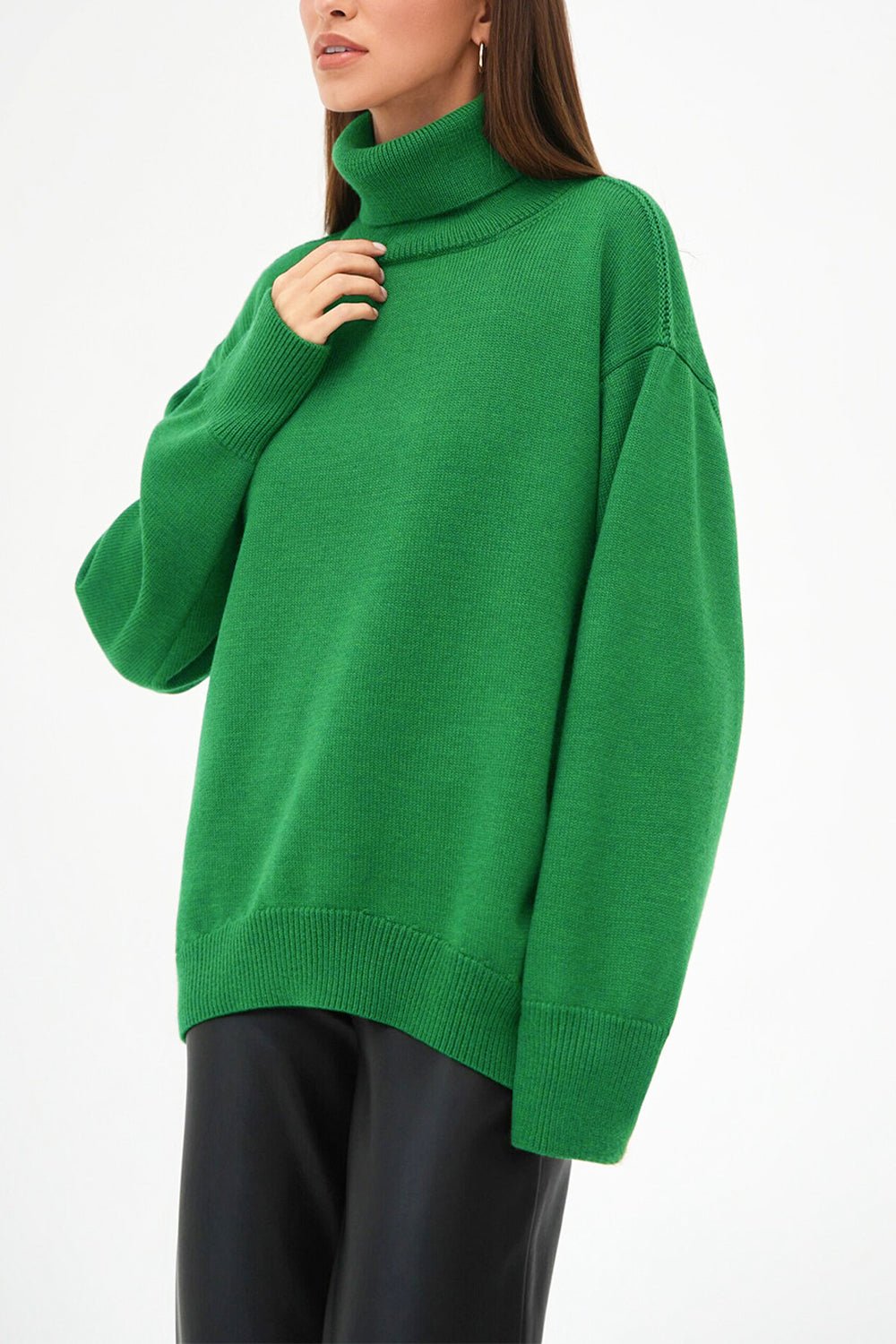 Turtle Neck Dropped Shoulder Turtleneck Sweater GOTIQUE Collections