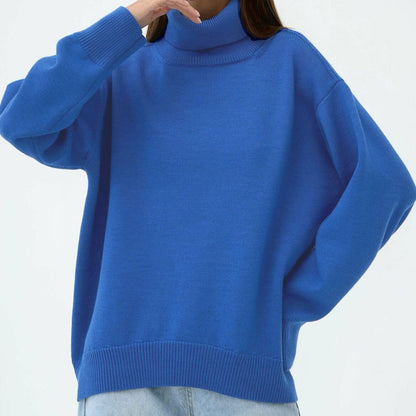 Turtle Neck Dropped Shoulder Turtleneck Sweater GOTIQUE Collections