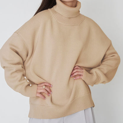 Turtle Neck Dropped Shoulder Turtleneck Sweater GOTIQUE Collections