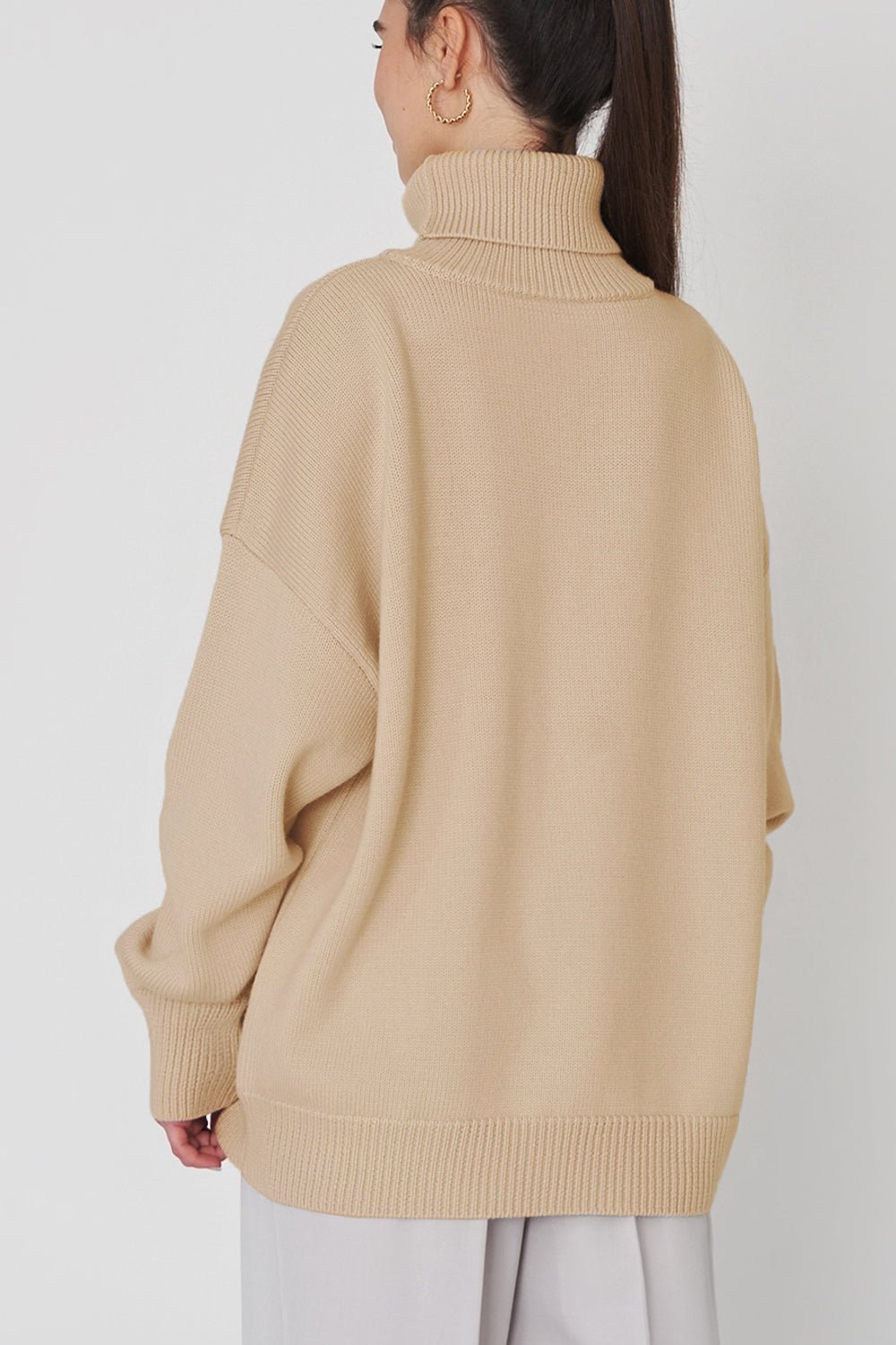 Turtle Neck Dropped Shoulder Turtleneck Sweater GOTIQUE Collections