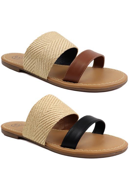 Two Band Slide Sandals GOTIQUE Collections