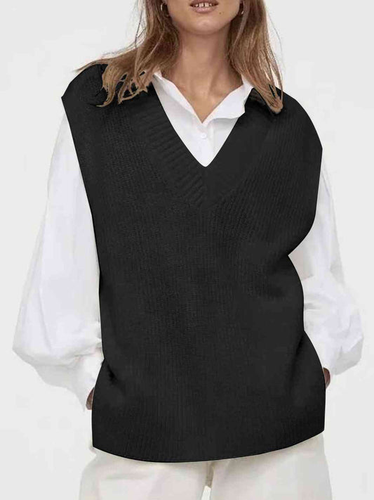 V-Neck Slit Sweater Vest GOTIQUE Collections
