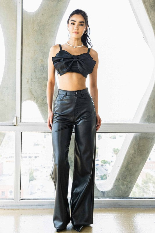 Vegan Leather Wide Leg Pants GOTIQUE Collections