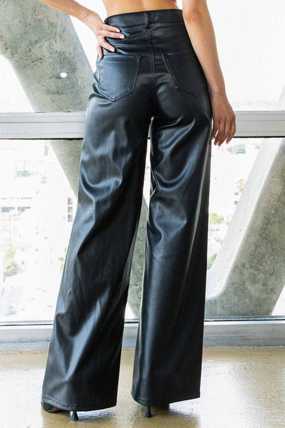 Vegan Leather Wide Leg Pants GOTIQUE Collections