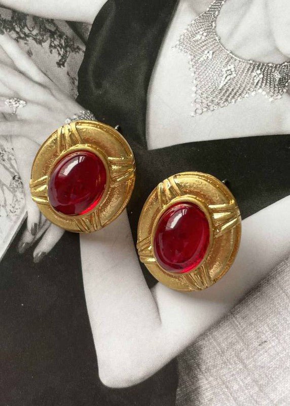 Vintage Red Glass Jelly Stud Earrings GOTIQUE Collections