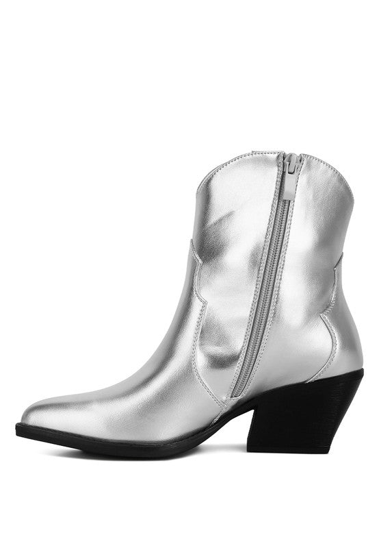 WALES Metallic Faux Leather Cowboy Boots GOTIQUE Collections