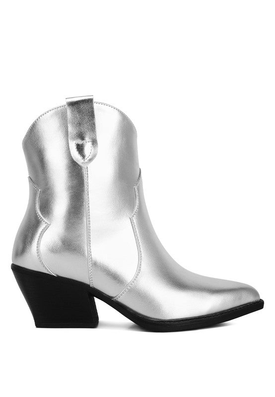 WALES Metallic Faux Leather Cowboy Boots GOTIQUE Collections