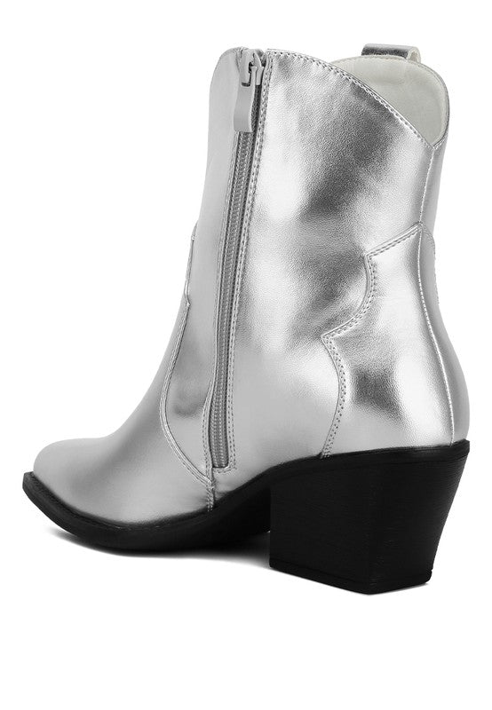 WALES Metallic Faux Leather Cowboy Boots GOTIQUE Collections