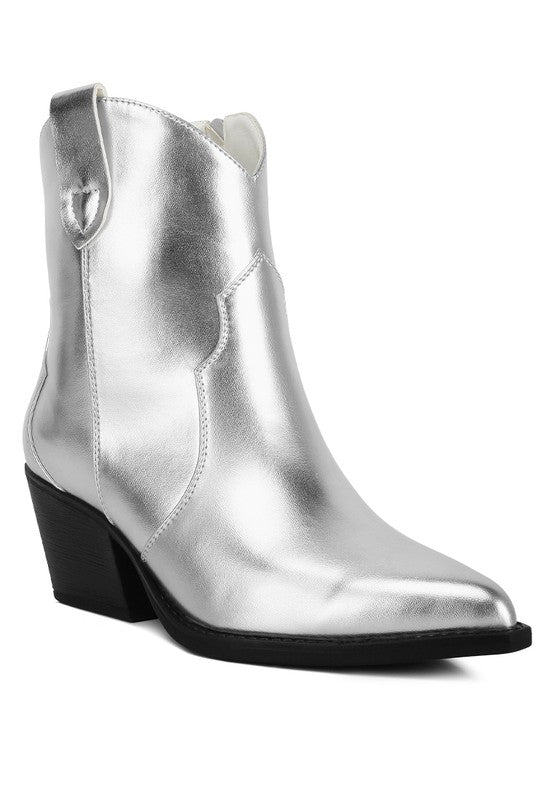 WALES Metallic Faux Leather Cowboy Boots GOTIQUE Collections