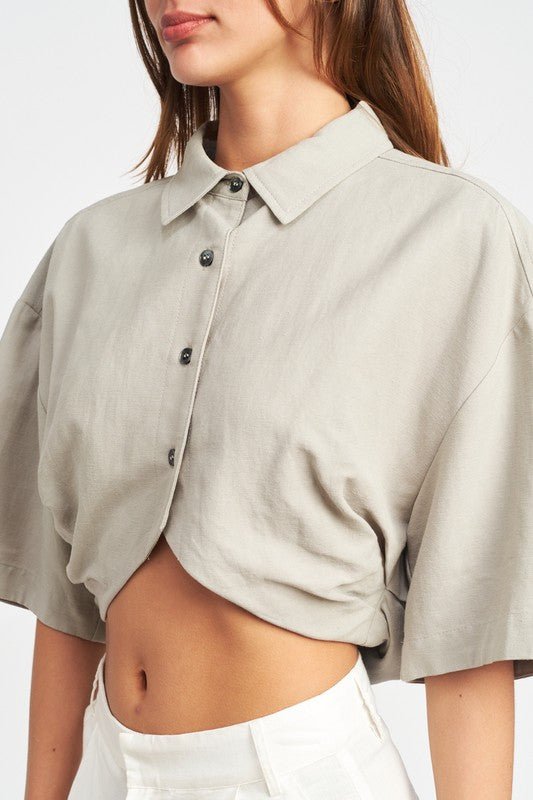 Wide Sleeve Cropped Shirt GOTIQUE Collections