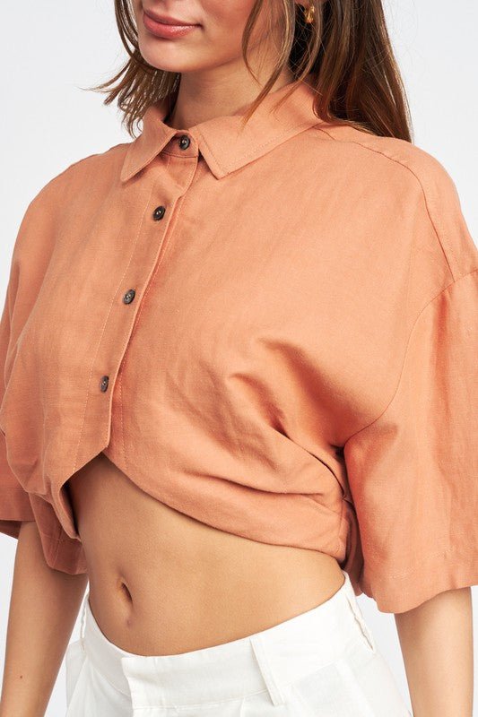 Wide Sleeve Cropped Shirt GOTIQUE Collections