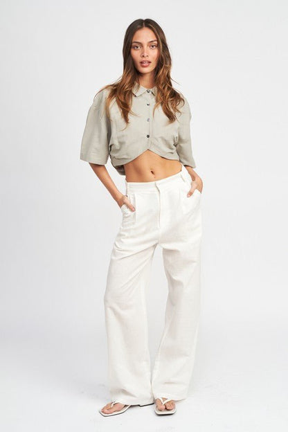 Wide Sleeve Cropped Shirt GOTIQUE Collections